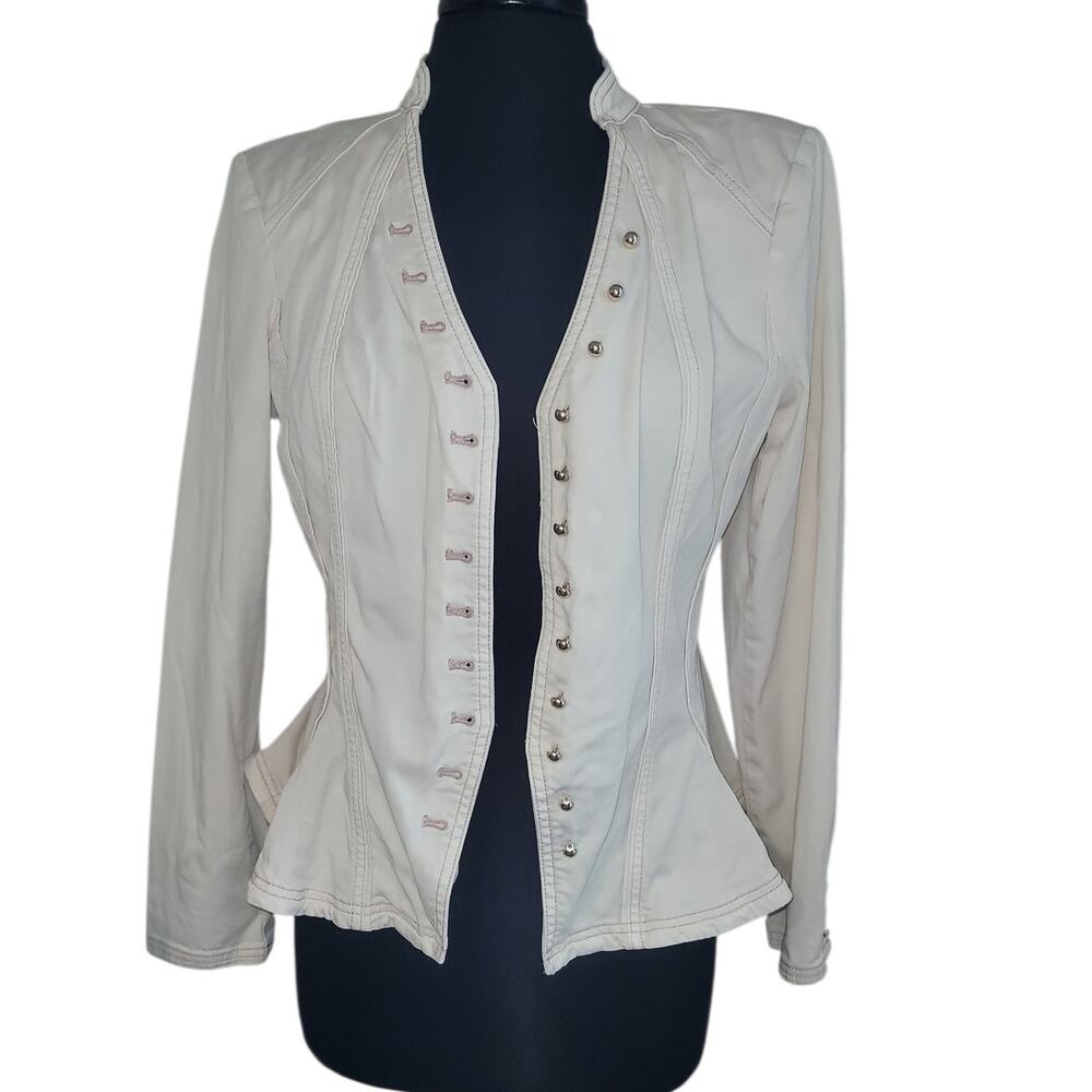 WHBM Pink Military Blazer 12 Gold Button Workwear Chic Business Office Elevated